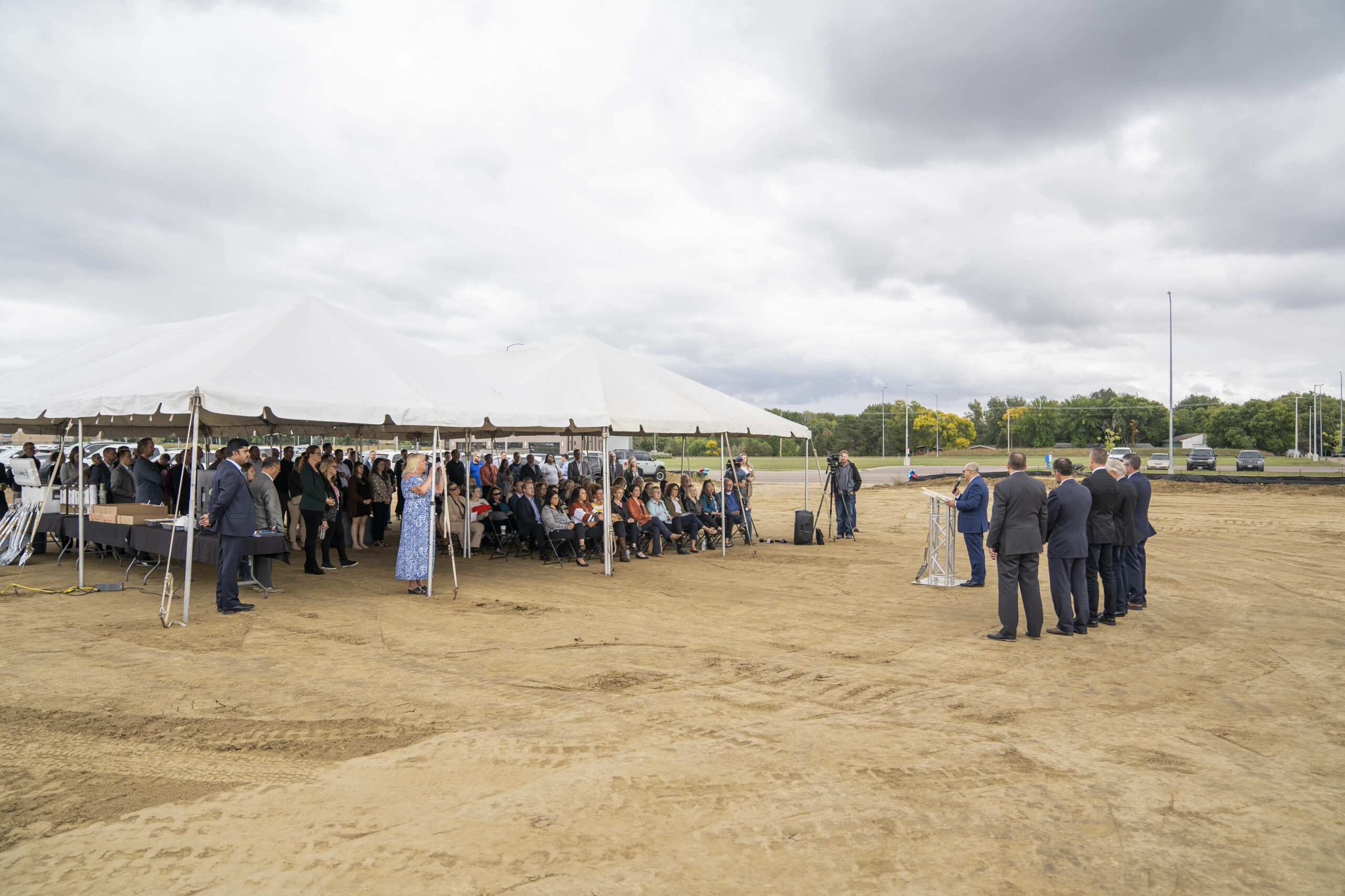hundreds of people attend the ground breaking ceremony of the Sioux Falls One Stop