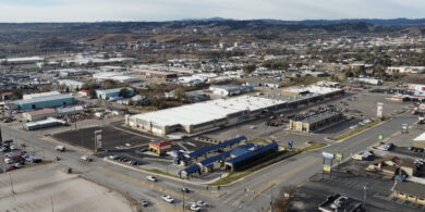 Aerial Photo of the old Kmart now the upscale Dakota Market Square on the corner of North St and Cambell in Rapid City.